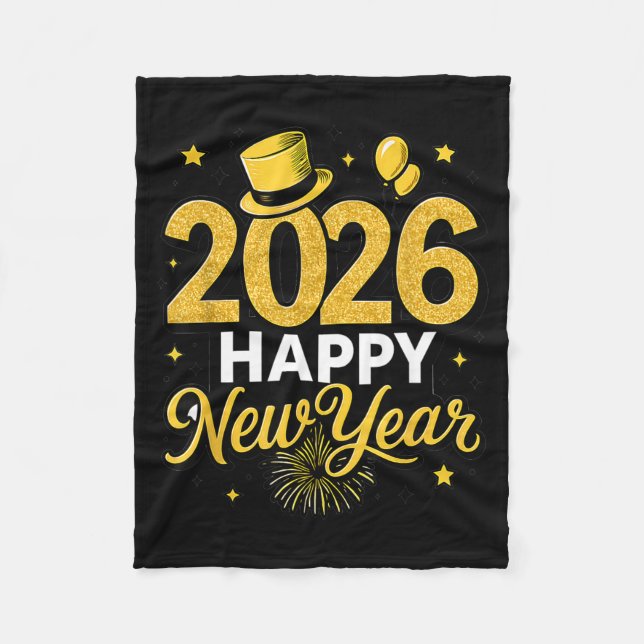 Happy New Year Party 2026 Ballon Family Matching M Fleecedecke (Vorderseite)