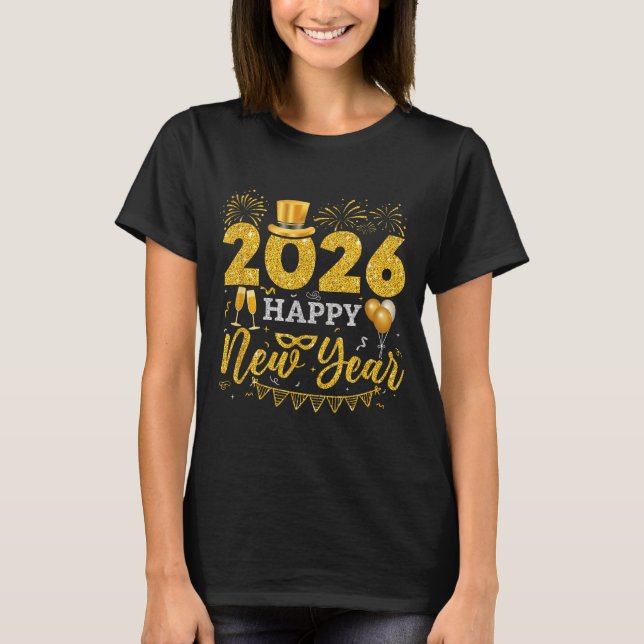Happy New Year Party 2026 Ballon Family Matching M T-Shirt (Vorderseite)