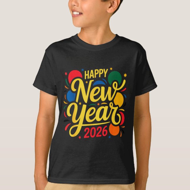 Happy New Year Party 2026 Ballon Family Matching M T-Shirt (Vorderseite)