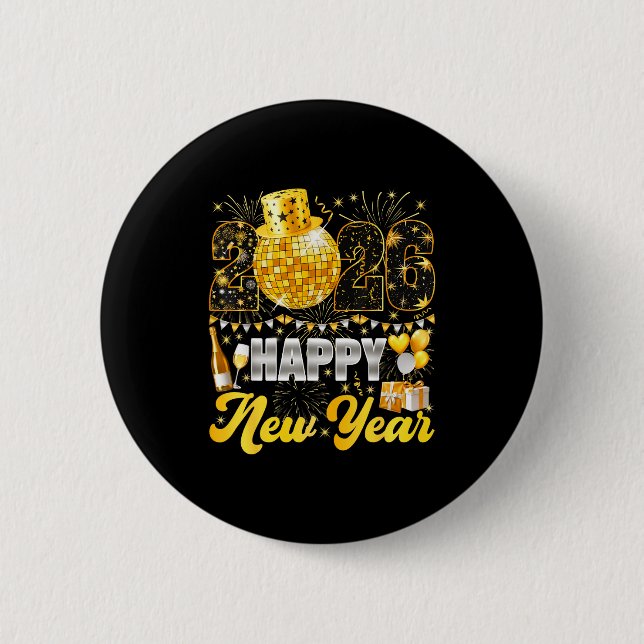 Happy New Year Party 2026 Balloon Family Matching  Button (Vorderseite)
