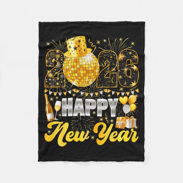 Happy New Year Party 2026 Balloon Family Matching  Fleecedecke (Vorderseite)