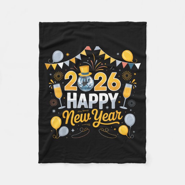 Happy New Year Party 2026 Balloon Family Matching  Fleecedecke (Vorderseite)