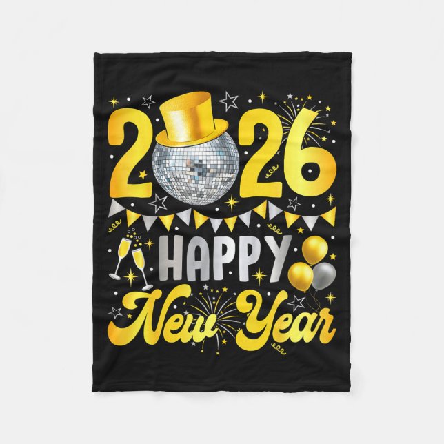Happy New Year Party 2026 Balloon Family Matching  Fleecedecke (Vorderseite)
