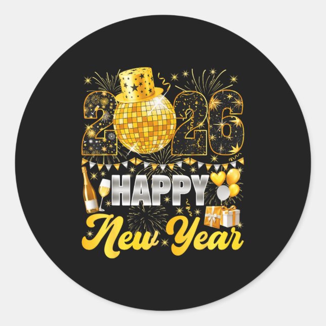 Happy New Year Party 2026 Balloon Family Matching  Runder Aufkleber (Vorderseite)