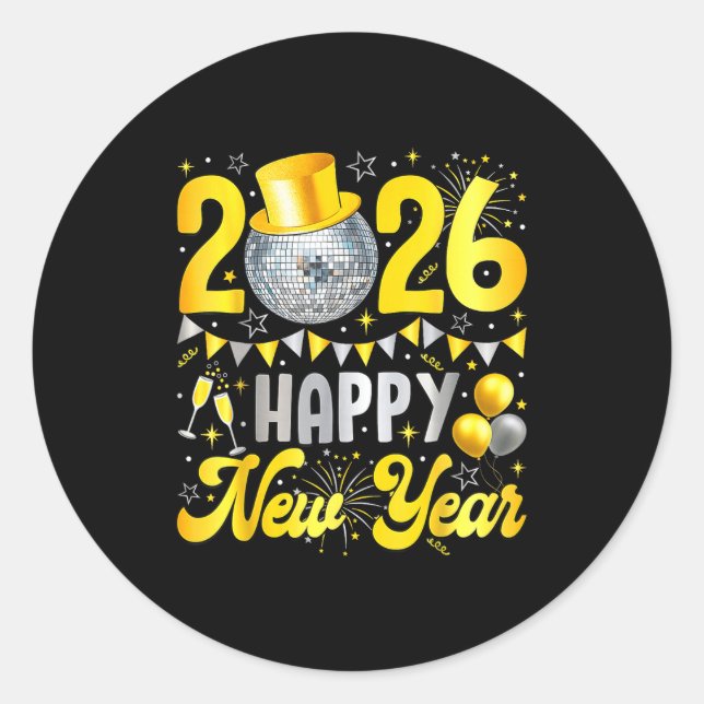 Happy New Year Party 2026 Balloon Family Matching  Runder Aufkleber (Vorderseite)