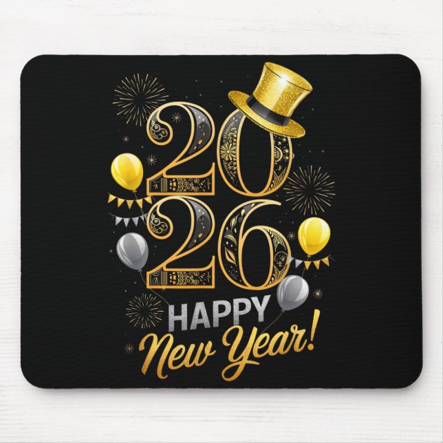 Happy New Year Party 2026 Family Matching Balloon  Mousepad (Vorne)
