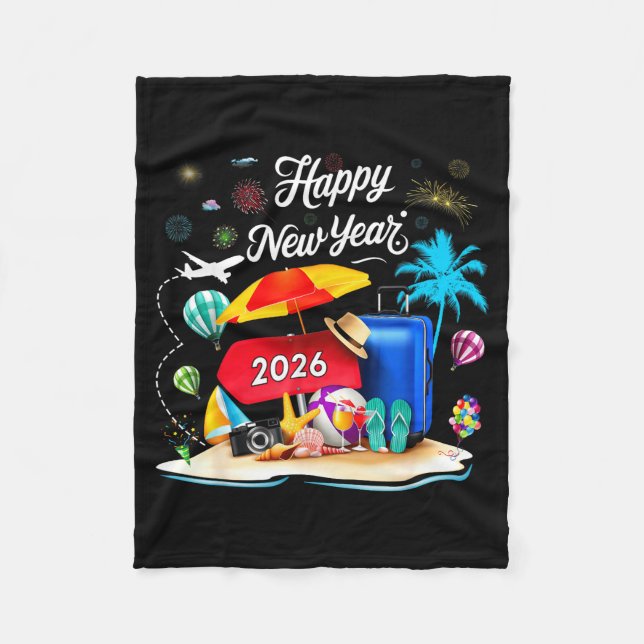 Happy New Year Party 2026 Family Matching Vacation Fleecedecke (Vorderseite)