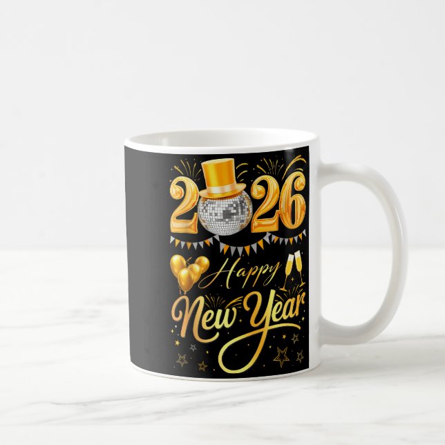 Happy New Year Party 2026 Funny Balloon Family Mat Kaffeetasse (Rechts)