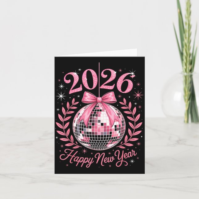 Happy New Year Party 2026 Funny Balloon Family Mat Karte (Vorderseite)