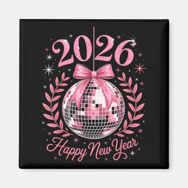 Happy New Year Party 2026 Funny Balloon Family Mat Magnet (Vorne)