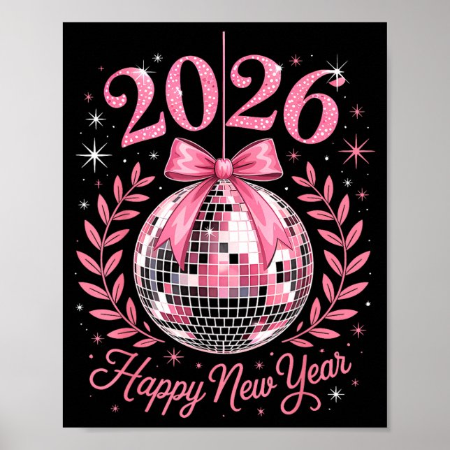 Happy New Year Party 2026 Funny Balloon Family Mat Poster (Vorne)