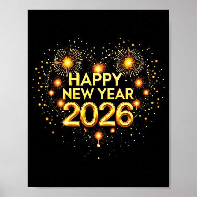 Happy New Year Party 2026 Funny Balloon Family Mat Poster (Vorne)