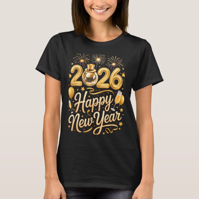 Happy New Year Party 2026 Funny Balloon Family Mat T-Shirt (Vorderseite)