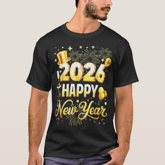 Happy New Year Party 2026 Funny Balloon Family Mat T-Shirt (Vorderseite)