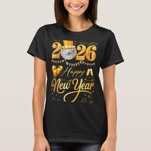 Happy New Year Party 2026 Funny Balloon Family Mat T-Shirt (Vorderseite)