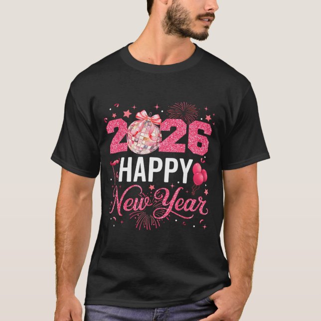 Happy New Year Party 2026 Funny Disco Ball Family  T-Shirt (Vorderseite)