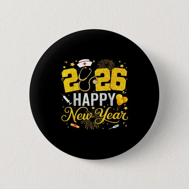 Happy New Year Party 2026 Nurse Family Matching Me Button (Vorderseite)