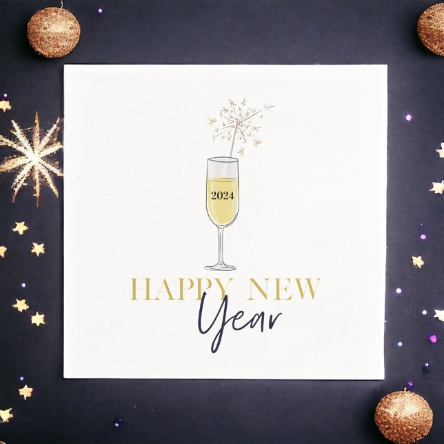 Happy New Year Party Champagne Sparkler Jahr Serviette (Von Creator hochgeladen)