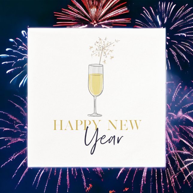 Happy New Year Party Champagne Sparkler Serviette (Von Creator hochgeladen)