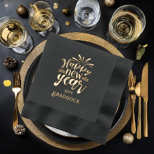 Happy New Year Party Foil Stamps Servietten Mit Folie