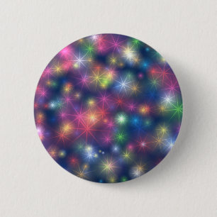 Happy New Year Party Glitzer Stars Button