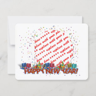 Happy New Year Party Hats Foto Frame Feiertagskarte