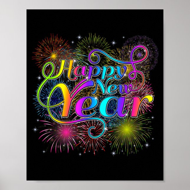 Happy New Year Party New Years Eve 2026 Fireworks  Poster (Vorne)