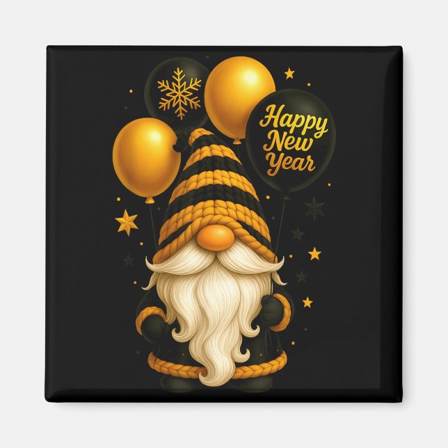 Happy New Year Party New Years Eve 2026 Gnome Love Magnet (Vorne)
