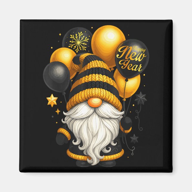 Happy New Year Party New Years Eve 2026 Gnome Love Magnet (Vorne)