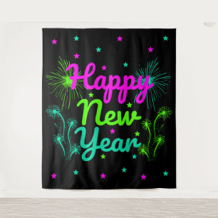 Happy New Year Party Wandteppich