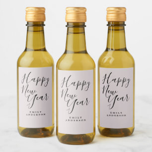 Happy New Year Pastel Lila Personalisiertes Party Weinetikett