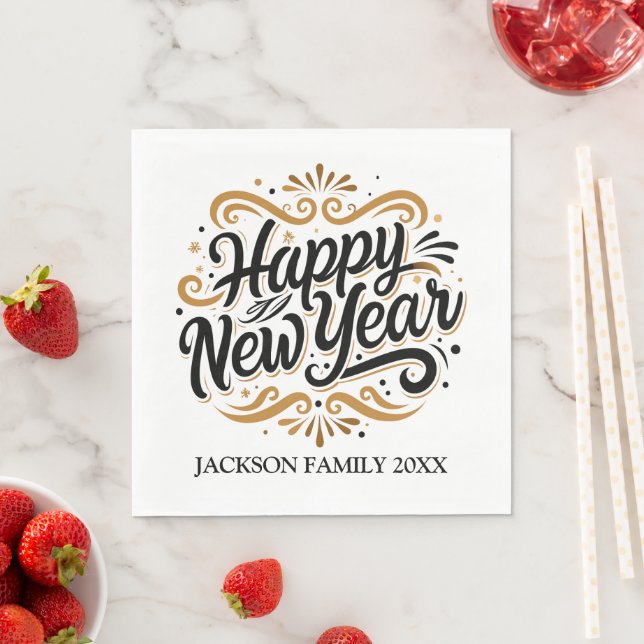 Happy New Year Personalisiert Serviette (Beispiel)