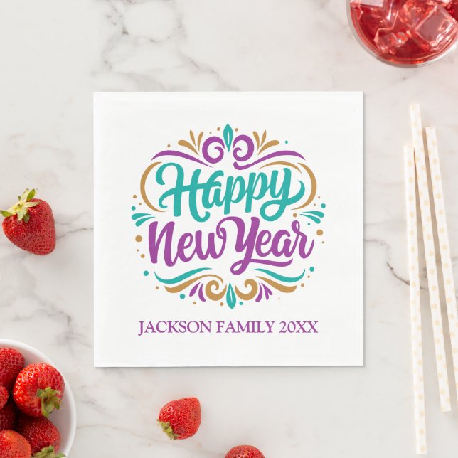 Happy New Year Personalisiert Serviette (Beispiel)