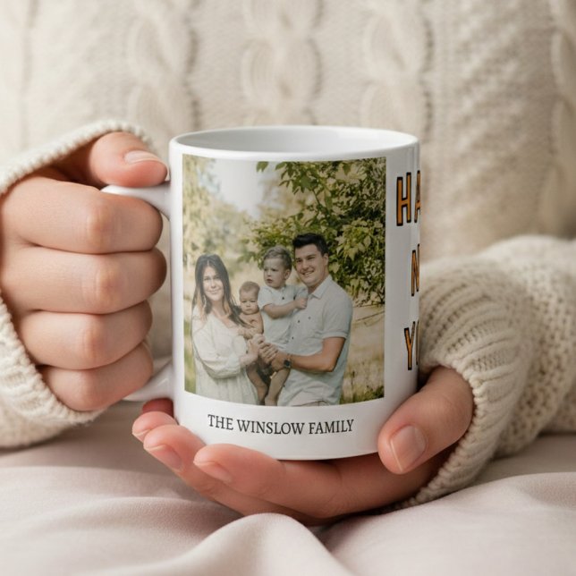 Happy New Year  Personalized Family Name Photo  Kaffeetasse (Von Creator hochgeladen)