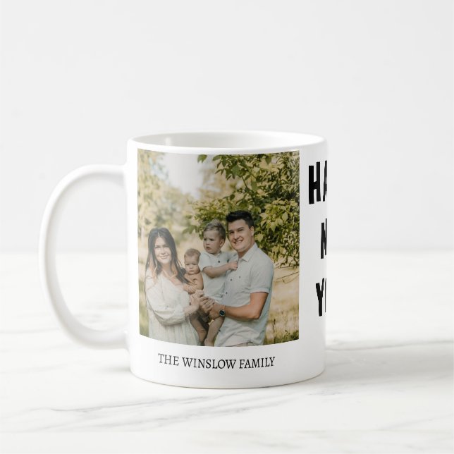 Happy New Year  Personalized Family Name Photo  Kaffeetasse (Links)