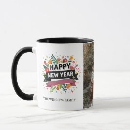 Happy New Year Personalized Family Name Photo Mug Tasse