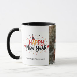 Happy New Year  Personalized Family Name Photo Mug Tasse