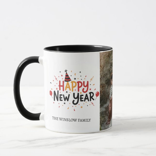 Happy New Year  Personalized Family Name Photo Mug Tasse (Links)