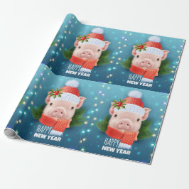 Happy New Year Pig Geschenkpapier