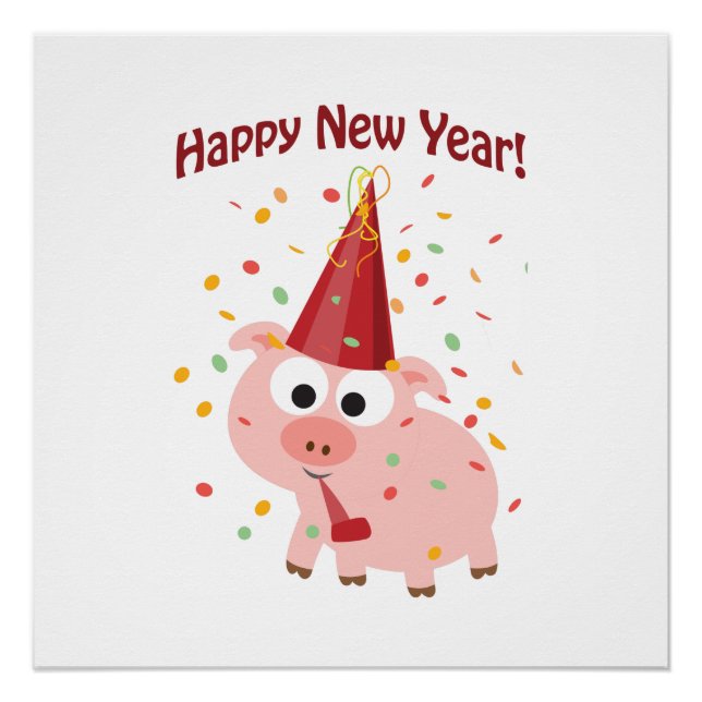 Happy New Year Pig Poster (Vorderseite)