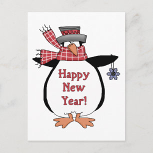 Happy New Year Pinguin Feiertagspostkarte