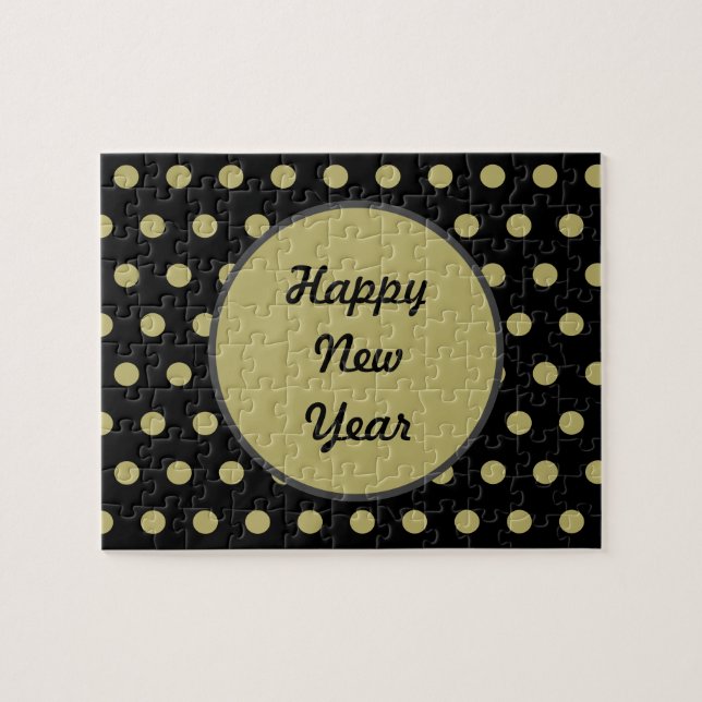 Happy New Year Polka Dot Jigsaw Puzzle (schwarz) (Horizontal)
