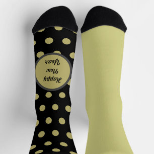 Happy New Year Polka Dot Mismatch Socks (Schwarz) Socken
