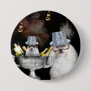 Happy New Year Poodle und Chihuahua-Taste Button
