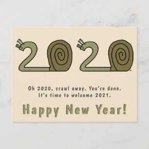 Happy New Year Postcard 2021 Funny New Years Snail Postkarte