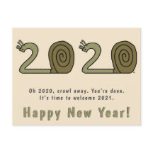 Happy New Year Postcard 2021 Funny New Years Snail