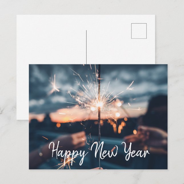 Happy New Year Postcard Feiertagspostkarte (Vorne/Hinten)
