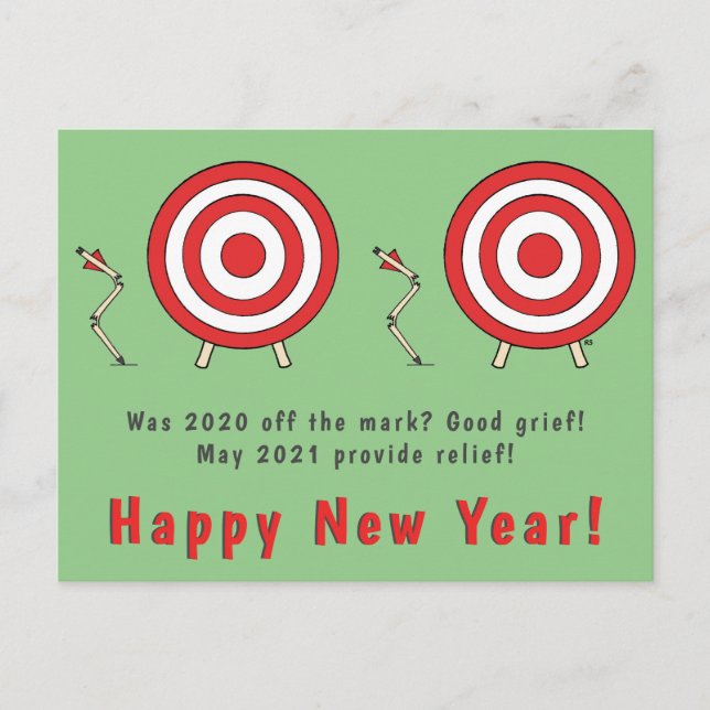 Happy New Year Postcard Funny New Year 2021 Art Postkarte (Vorderseite)