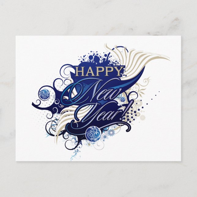 Happy New Year Postcard Postkarte (Vorderseite)