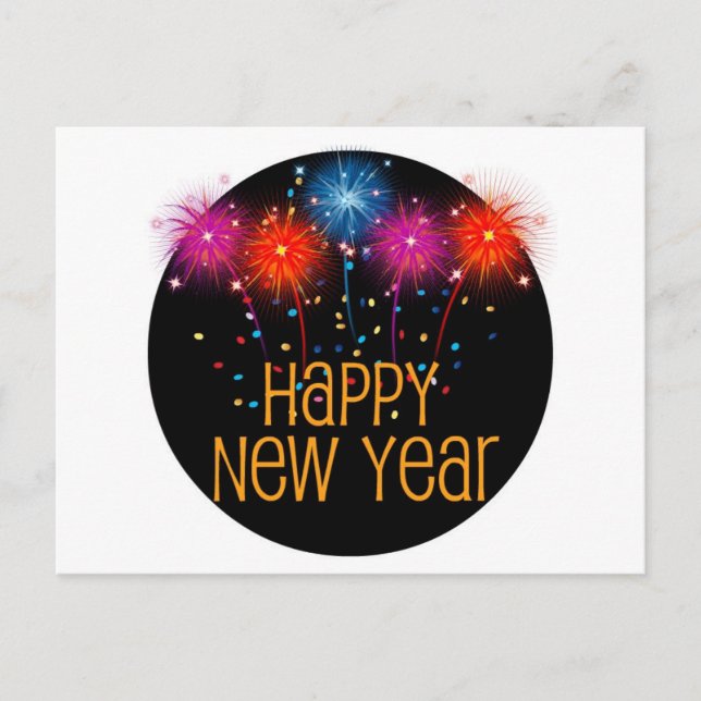 Happy New Year Postcard Postkarte (Vorderseite)